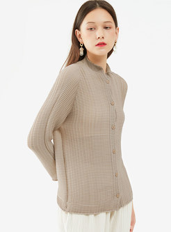 Casual Single-breasted Pleated Blouse
