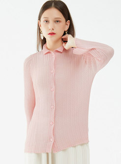 Casual Single-breasted Pleated Blouse