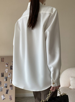 Casual Long Sleeve Single-breasted Loose Blouse