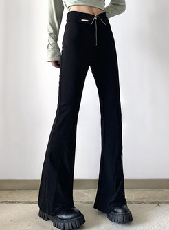 Black High Waisted Mesh Patchwork Flare Pants