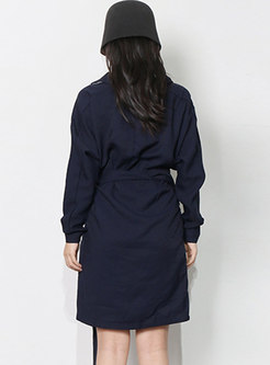 V-neck Long Sleeve Knee-length Sheath Wrap Dress