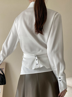 Long Sleeve Ruched Pullover Short Blouse