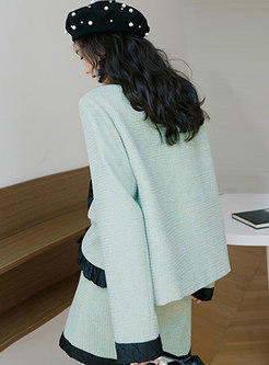 Long Sleeve Patchwork Asymmetric Short Coat