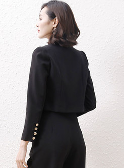 Long Sleeve Double-breasted Short Blazer