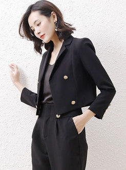 Long Sleeve Double-breasted Short Blazer