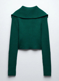 Long Sleeve V Neck Ribbed Button Knit Sweater