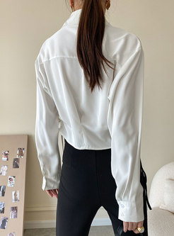 Brief Single-breasted Drawstring Asymmetric Blouse