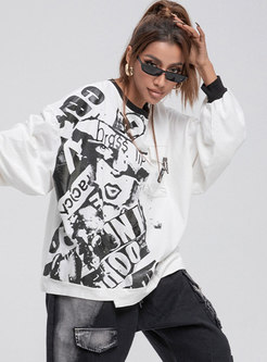 Plus Size Letter Print Loose Pullover Tee