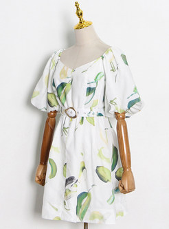 Puff Sleeve A-Line Casual Mini Dress