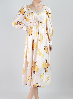 Floral Long Sleeves Maxi Dresses