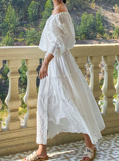 Bohemian Drawstring White Skirt Suit