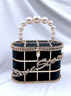 Pearl Evening Bags Top-Handle Metal Bucket Bag