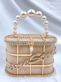 Pearl Evening Bags Top-Handle Metal Bucket Bag