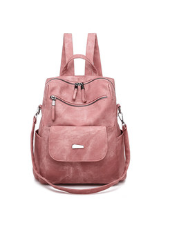Vintage PU Leather Backpack Multipurpose Design Ladies Shoulder Bag