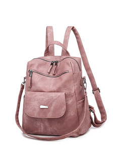 Vintage PU Leather Backpack Multipurpose Design Ladies Shoulder Bag