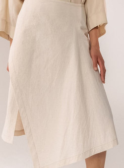 Casual Linen Mid Skirts