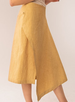 Casual Linen Mid Skirts