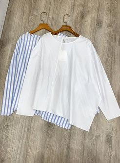 Long Sleeve Loose Striped Blouse