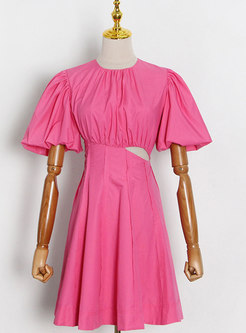 Ruffle Short Sleeve A-Line Mini Dress