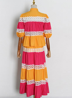 Colorful Boho Maxi Skirt Suit