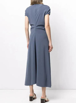 Classic Short Sleeve Slim Maxi Casual Dress