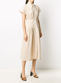 Summer Short Sleeve Casual Midi Dress