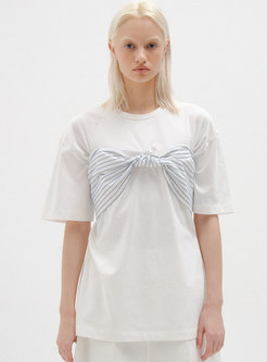 Summer Short Sleeve Bow Design T-shirt