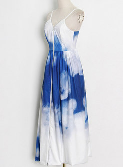 Summer Tie Dye Cami Blue Maxi Dress