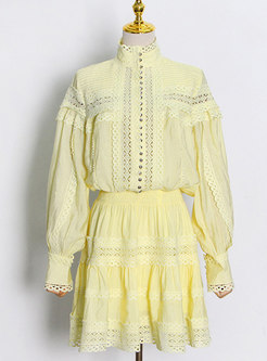 Vintage Long Sleeve Loose Casual Mini Dress