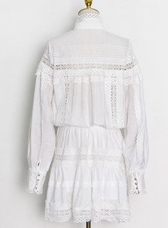 Vintage Long Sleeve Loose Casual Mini Dress