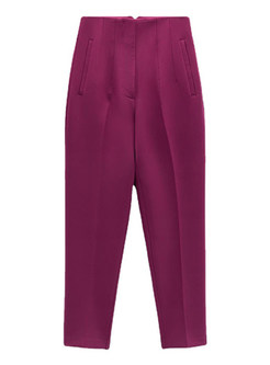 Casual High Waisted Cropped Work Pants Trousers