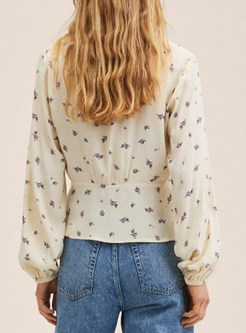 Casual Print Long Sleeve Button Down Shirts Tops