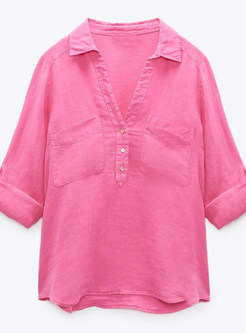 Casual Long Sleeve Button Pullover Shirt Top
