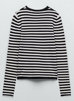 Vintage Striped Lightweight Crewneck Sweater