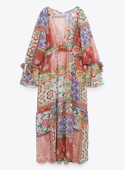 Summer Bohemian Floral Casual Midi Dress