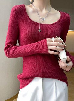 Casual Long Sleeve Pullover Knit Sweater Tops