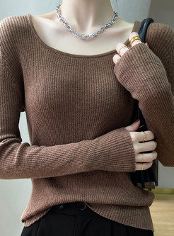 Casual Long Sleeve Pullover Knit Sweater Tops
