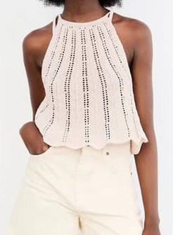 Sleeveless Knit Camisole Crop Top