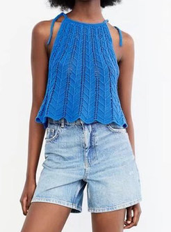 Sleeveless Knit Camisole Crop Top