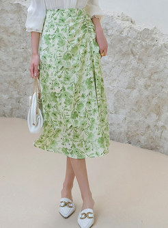 Elegant Floral Printed Midi Skirt