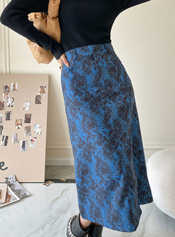 Women High Waist Tie Dye Midi Skirt