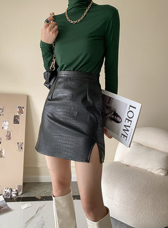 Women High Waist PU Mini Skirt