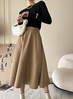 Women's High Waist A-line Maxi Skirt