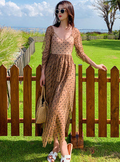 Summer Print V Neck Bohemian Flowy Maxi Dresses