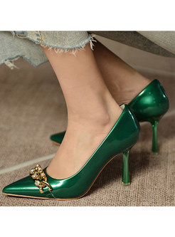Women's Stiletto High Heel Pumps Classic Pump Shoes with Jewel Buckle