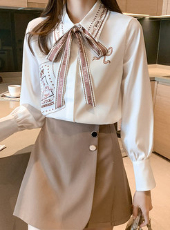 Women's Elegant Long Sleeve Chiffon Top Blouse