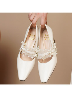 Women Bridal Pointed Toe Chunky Block Low Heel Crystal Pumps Slip on Wedding Thick Comfort Shoe