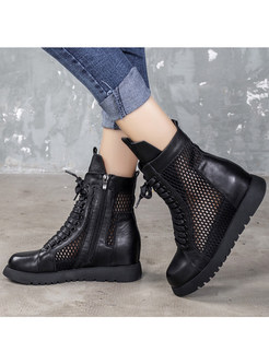 Womens Perforated Cut Out Ankle Booties
