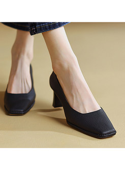 Women's Dress Pumps Low Chunky Block Heels Square Toe Party Office Shoes
