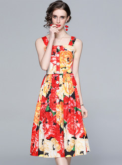 Floral Strap A line Swing Casual Sundress